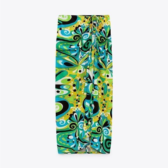 ZARA DRAPED PRINTED SKIRT - Picture 6 of 8